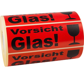 Umzugsmaterial Berlin - Warnetikett - VORSICHT GLAS!